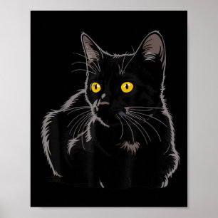 Black Cat Art Graphic With Yellow Eyes Cool Vintag Poster