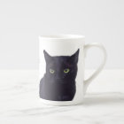 Black Cat Art Personalized Pet Name Bone China Mug