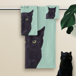 Black Cat Art Personnalisé Nom de l'animal Ensembl