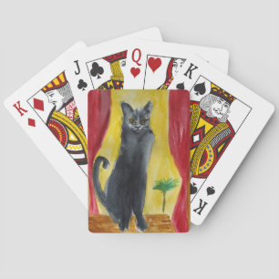 Black cat art playing cards
