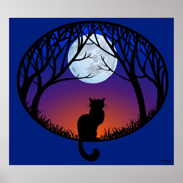 Black Cat Art Poster Cute Cat Lover Prints Posters (Front)
