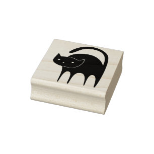 black cat art stamp