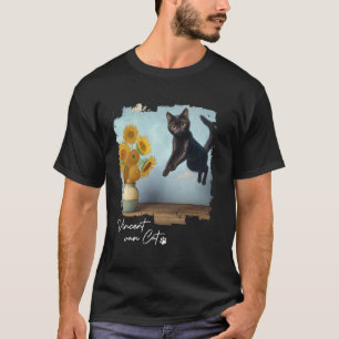 Black Cat Art Sunflowers, Vincent van Cat, Funny C T-Shirt