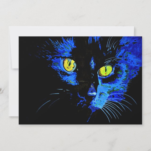 Black Cat Artistic Portrait With Striking Yellow E (Front)