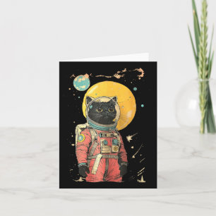 Black Cat Astronaut Colour Art Print  Card