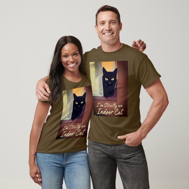 Black Cat at the Window T-Shirt (Unisex)
