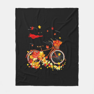 Black Cat Autumn Funny Fall Cycling Lover  Fleece Blanket