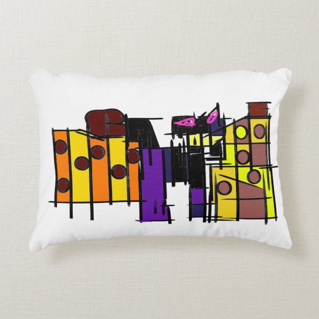 Black cat Autumn now Accent Pillow (Front)