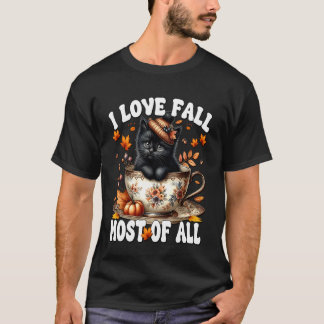 Black Cat Autumn Vibes for Cat Mom I Love Fall Mos T-Shirt
