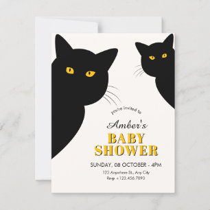 Black cat baby shower invitation