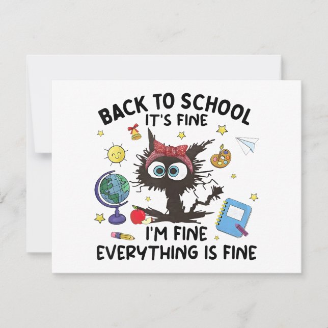 Black Cat Back to School Its Fine Im Fine Everythi (Front)
