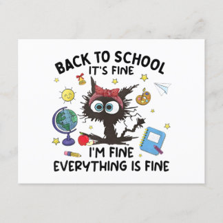 Black Cat Back to School Its Fine Im Fine Everythi Enclosure Card