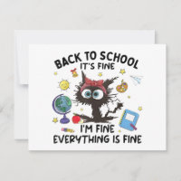 Black Cat Back to School Its Fine Im Fine Everythi