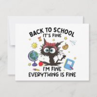 Black Cat Back to School Its Fine Im Fine Everythi