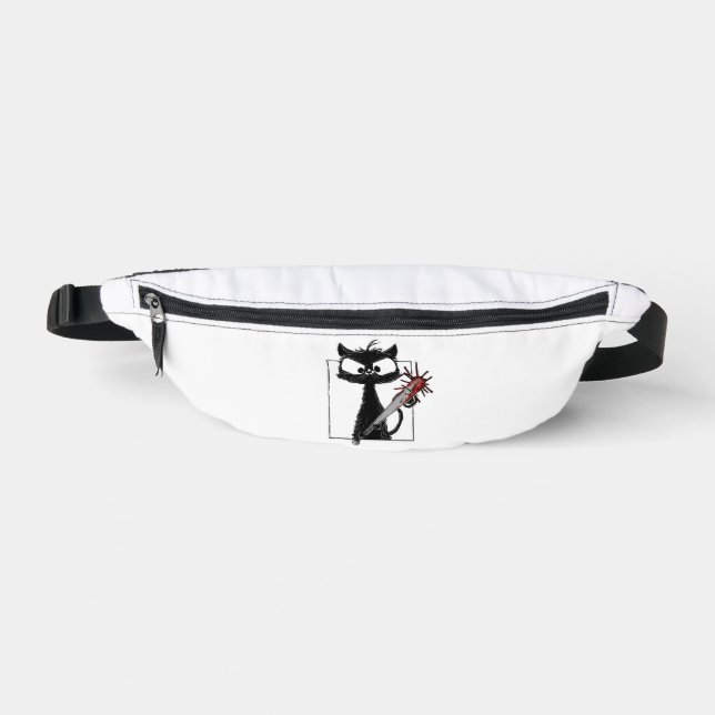 Black Cat Baseball Horror Halloween Fanny Pack (Front)