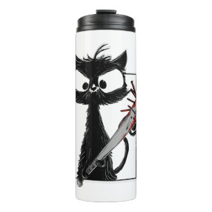 Black Cat Baseball Horror Halloween Thermal Tumbler