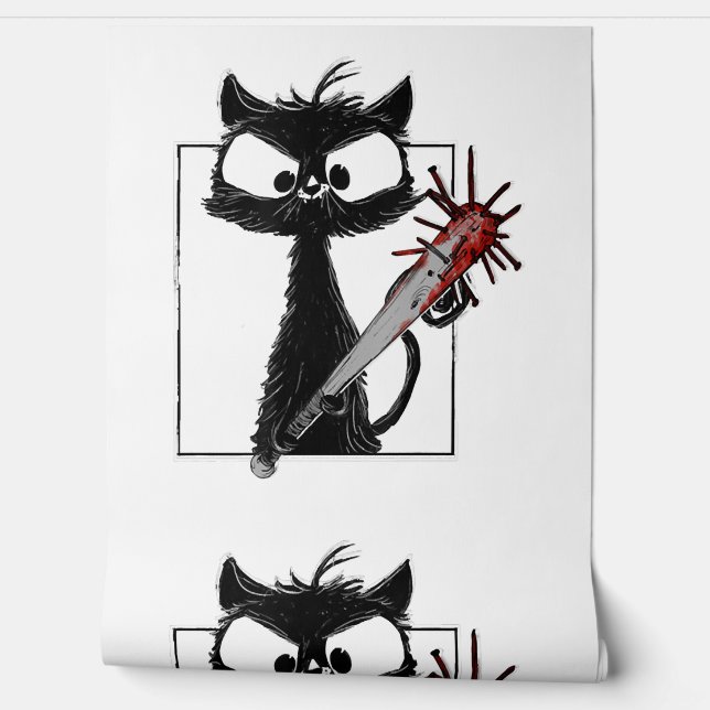 Black Cat Baseball Horror Halloween Wallpaper (Unrolling)