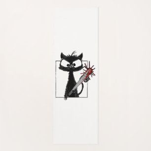 Black Cat Baseball Horror Halloween Yoga Mat