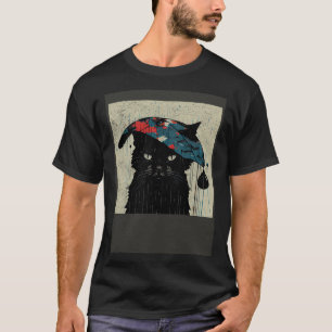 Black Cat Baseball Raining T-Shirt