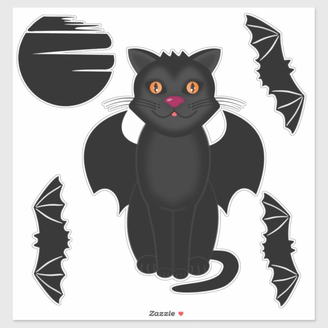 Black Cat, Bats and Moon Halloween (Sheet)