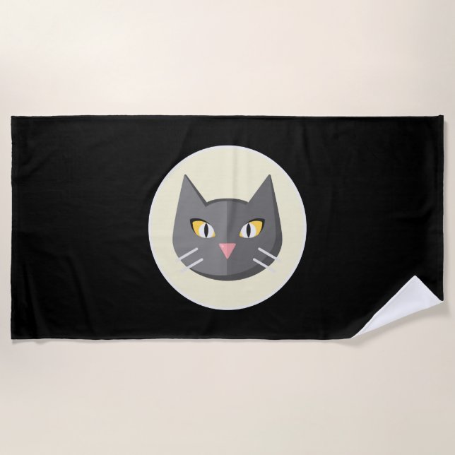 Black Cat                           Beach Towel (Front)