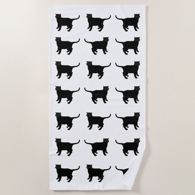 Black Cat Beach Towel (Front)