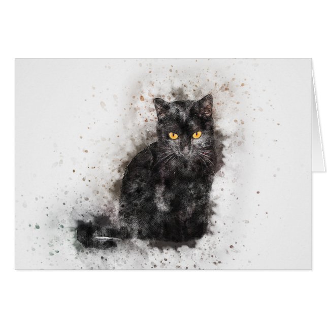 Black Cat Beauty | Abstract | Watercolor (Front Horizontal)