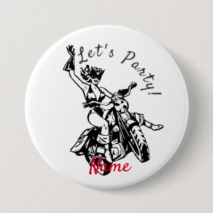 Black Cat Biker Babe Thunder_Cove 3 Inch Round Button