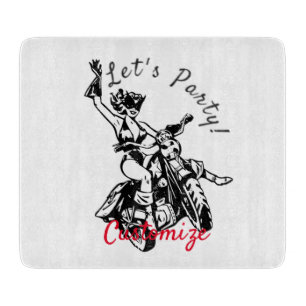 Black Cat Biker Babe Thunder_Cove Cutting Board