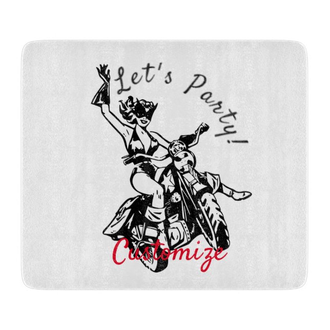 Black Cat Biker Babe Thunder_Cove  Cutting Board (Front)