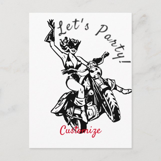 Black Cat Biker Babe Thunder_Cove  Postcard (Front)