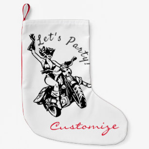 Black Cat Biker Babe Thunder_Cove  Small Christmas Stocking