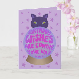 Black Cat Birthday Fortune Card