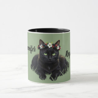 Black Cat / Blackberry Blossom Crown Personalized Mug