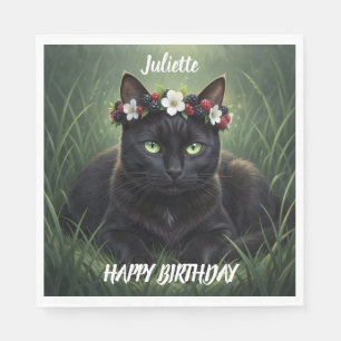 Black Cat / Blackberry Blossom Crown Personalized Napkin