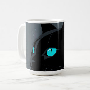 Black Cat Blue Eyes Portrait Coffee Mug