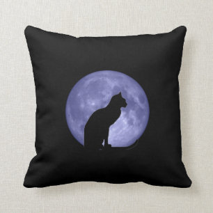Black Cat Blue Moon Mojo Pillow