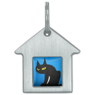 BLACK CAT  ,Blue Sapphire Pet Name Tag