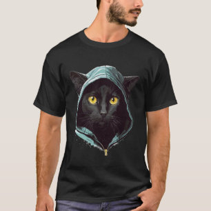 Black Cat Bombay Cat with Yellow Eyes Cats T-Shirt