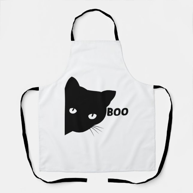 Black cat boo Halloween gift cats Apron (Front)