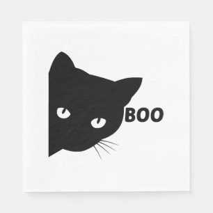 Black cat boo Halloween gift cats Napkin