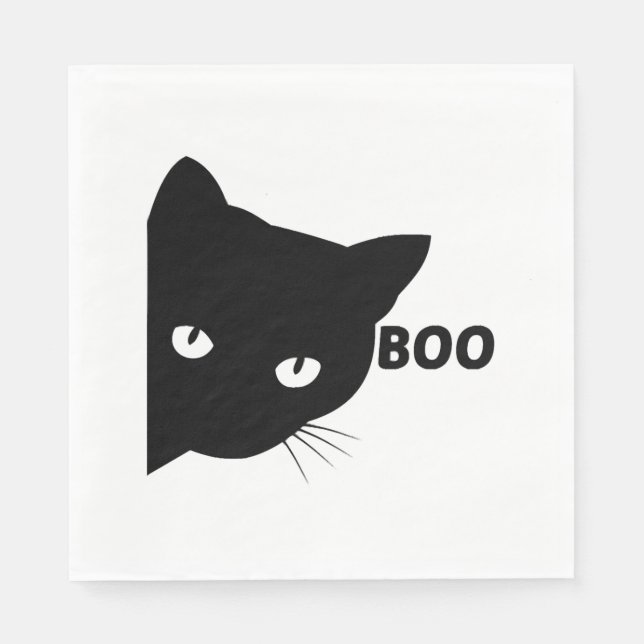 Black cat boo Halloween gift cats Napkin (Front)
