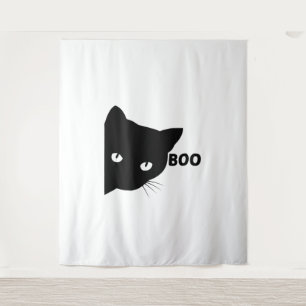 Black cat boo Halloween gift cats Tapestry