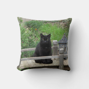Black Cat Bridge Throw Pillow