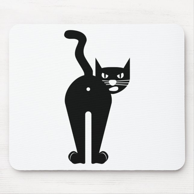 Black Cat butt hole Mouse Pad (Front)