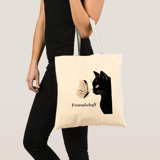 Black Cat Butterfly Freundschaft Tote Bag (Front (Product))
