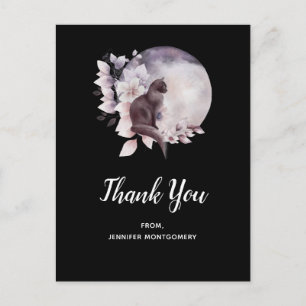 Black Cat by a Magical Full Moon Thank You Postcard