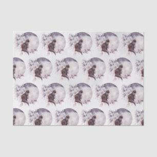Black Cat by a Magical Full Moon Tissue Paper