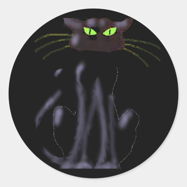 BLACK CAT by SHARON SHARPE Classic Round Sticker (Front)