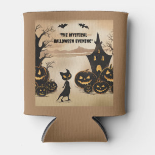 Black cat by the Haunted Manor Can Cooler